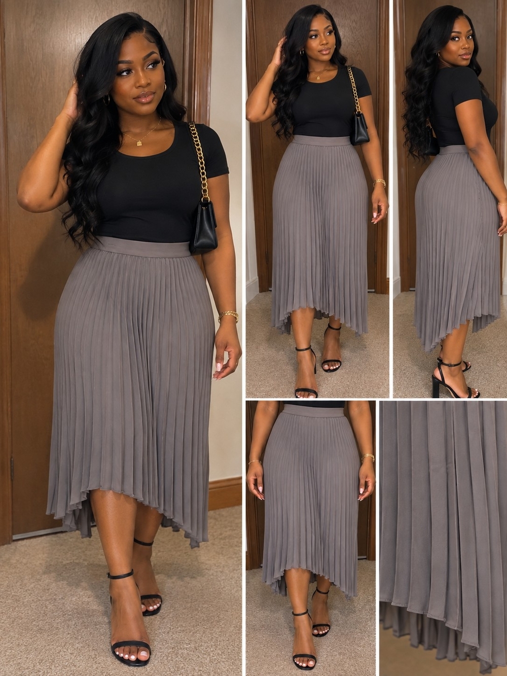 Apt. 9 Gray Pleated High-Low Midi Skirt